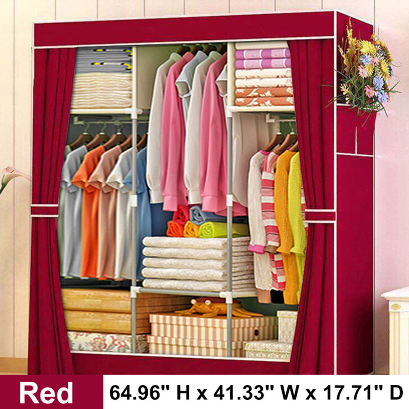 Rebrilliant 64 96 H X 41 33 W X 17 71 D Wardrobe Storage Clothes Closet Wayfair Ca