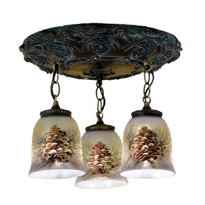 3-Light Hand Painted Semi Flush Mount