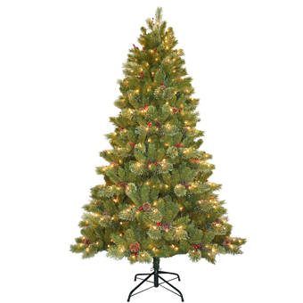 The Holiday Aisle Cashmere Cone And Berry Decorated 7 5 Green Fir Artificial Christmas Tree With 550 Clear Lights Reviews Wayfair