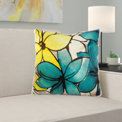 teal floral pillows