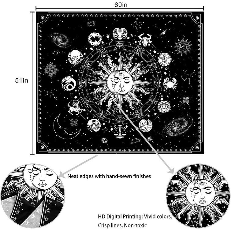 Zodiac Astrology Wall Hanging Sun-sign Tapestry Rashi Small Poster Bizarre Hippy