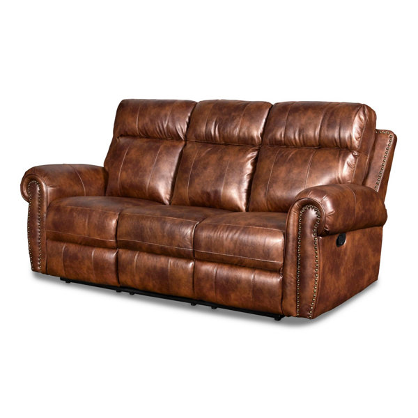 Darby Home Co Strunk 83" Leather Match Rolled Arm ...