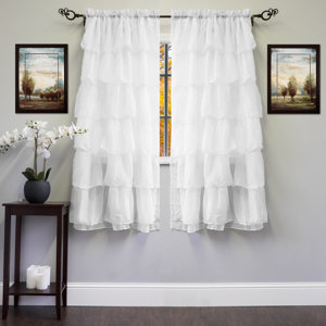 Solid Semi-Sheer Thermal Rod Pocket Single Curtain Panel