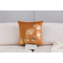 Orange The Pillow Collection P18-ROB-TOPFLORAL-ORANGECRUSH-C100 SAAR Floral Pillow 