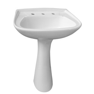 Go to store & view more images Barclay Hartford Vitreous China Circular Pedestal Bathroom Sink with Overflow