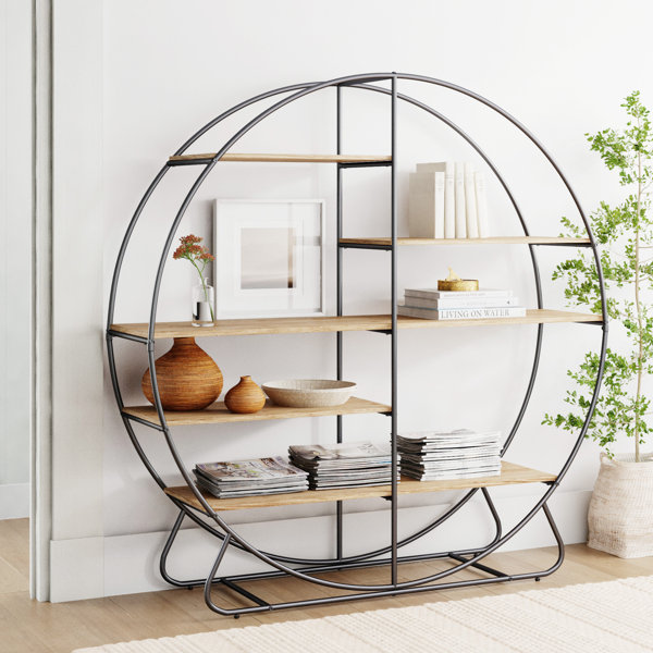 Wall Semi-Circle Bookcase Freestanding Bookshelf Wooden Kitchen Bedroom Display 