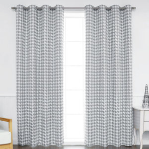 Houndstooth Check Geometric Blackout Grommet Thermal Curtain Panels (Set of 2)