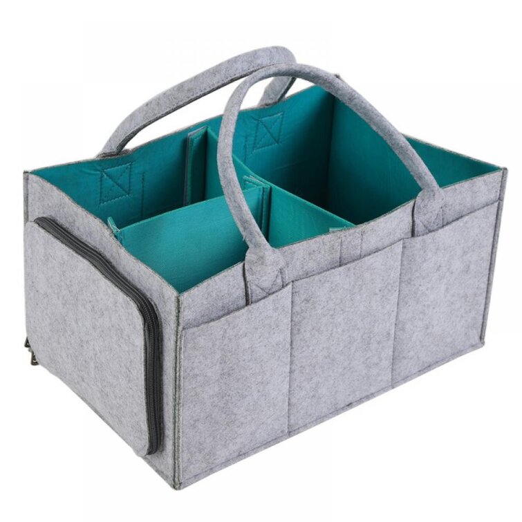 BroKet Home Storage Supplies Baby Large Capacity Diaper Caddy Storage Organizer Bin Travel Tote Bag Basket Black