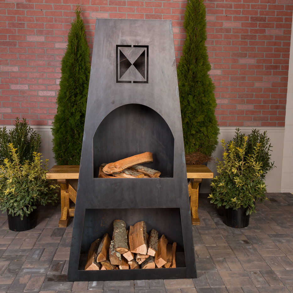 Ember Haus Fire Knight Steel Wood Burning Outdoor Fireplace