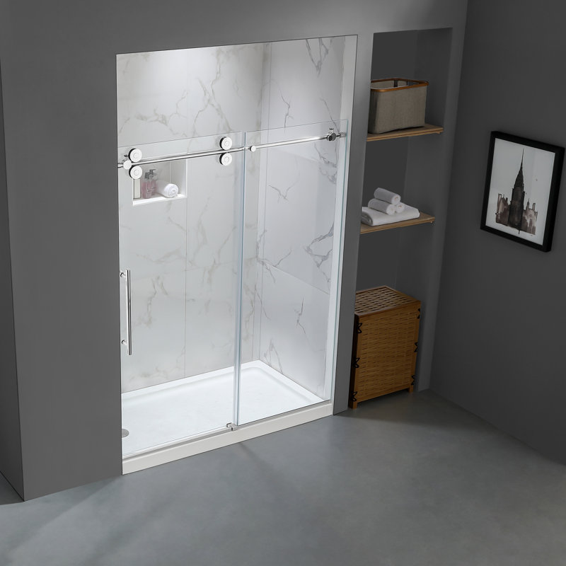 Laude Run Mccoole 60 W X 76 H Single Sliding Frameless Shower Single Sliding Frameless Shower