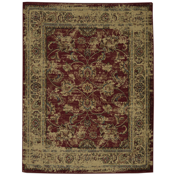 Charlton Home Lamberth Distressed Fl Red Yellow Area Rug Wayfair