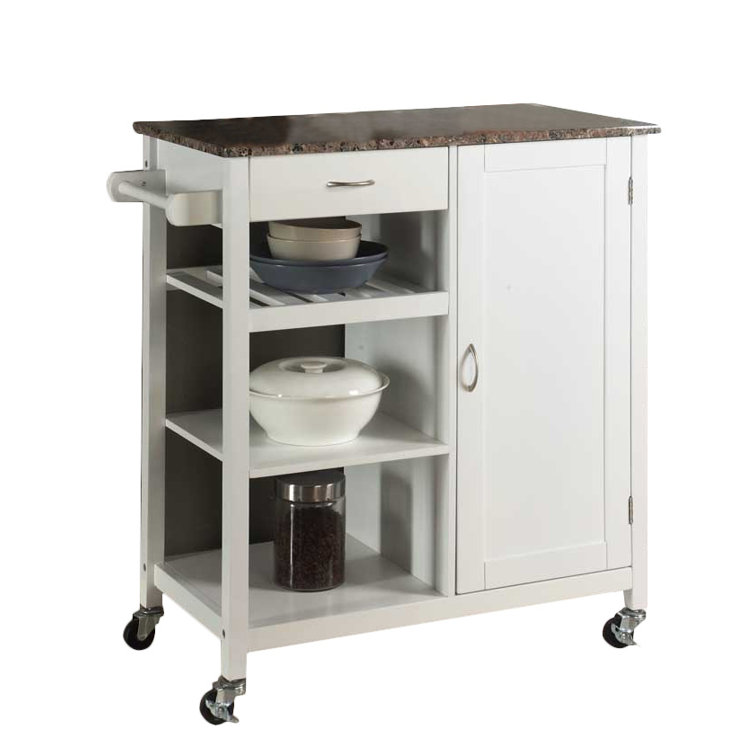 Red Barrel Studio Auden Kitchen Cart With Faux Marble Top Reviews Wayfair
