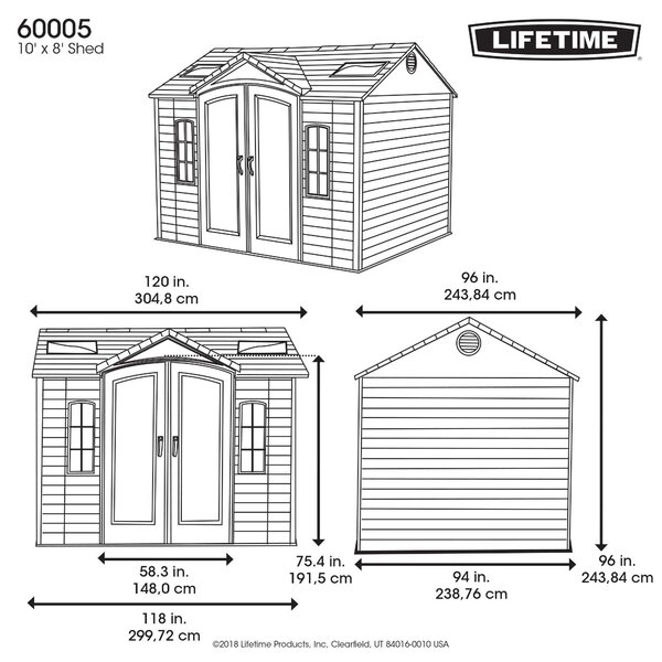 Side 10 ft. W x 8 ft. D Plastic Storage Shed