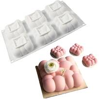 3D Cloud Chocolate Cake Silicone Mold Square Bubble Mousse Baking Molds 6Cavity
