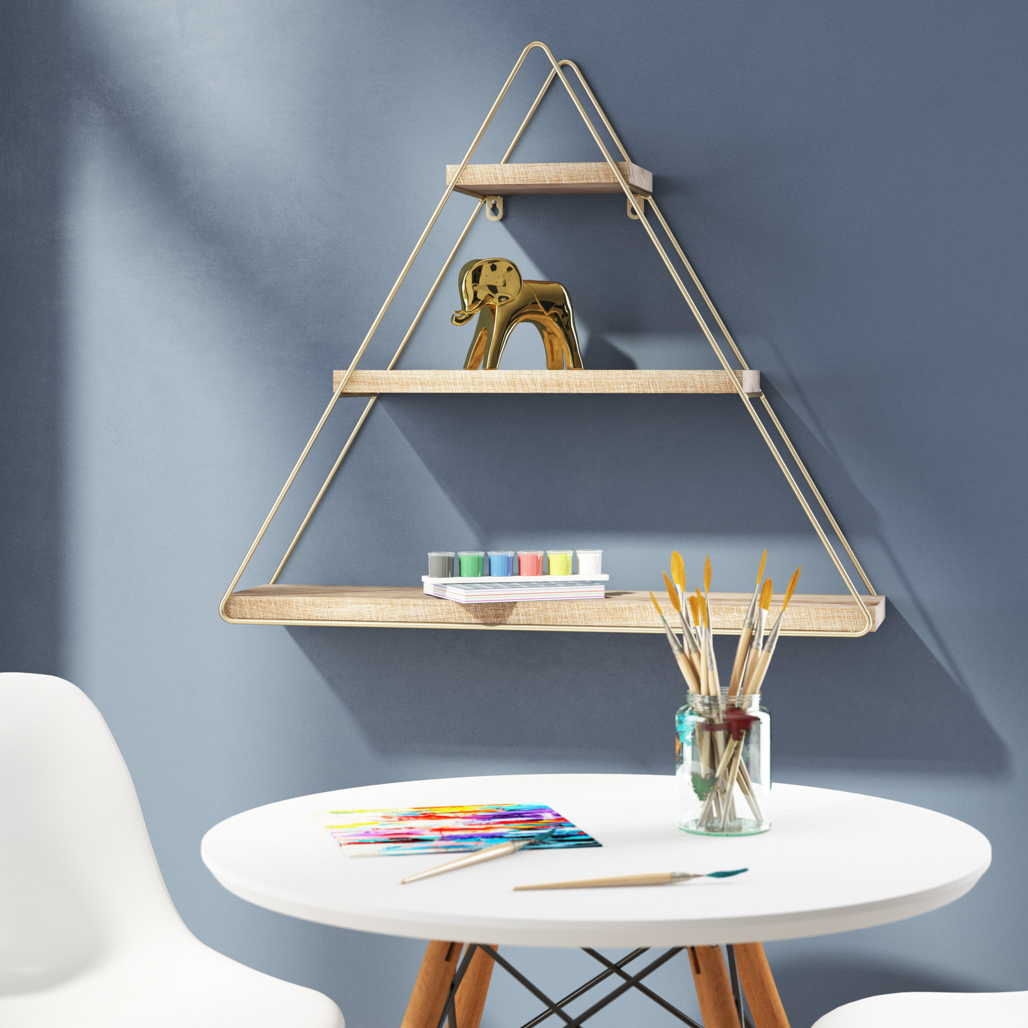 Olson 3 Tiered Floating Rustic Metal Wall Shelf Olson 3 Tiered Floating Rustic Metal Wall Shelf