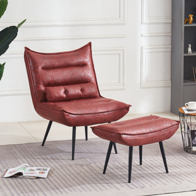 (Incomplete)Prout Modern Chair with Ottoman, Wingback Club Accent Chairs