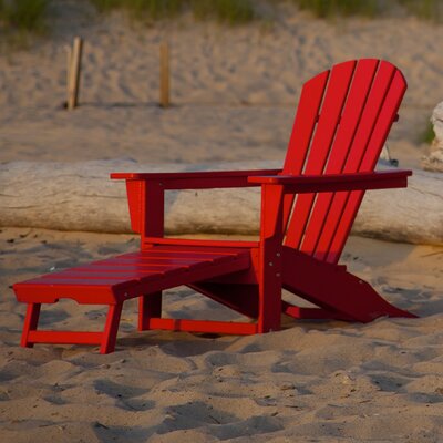 Palm Coast Plastic Adirondack Chair With Ottoman Polywood Finish