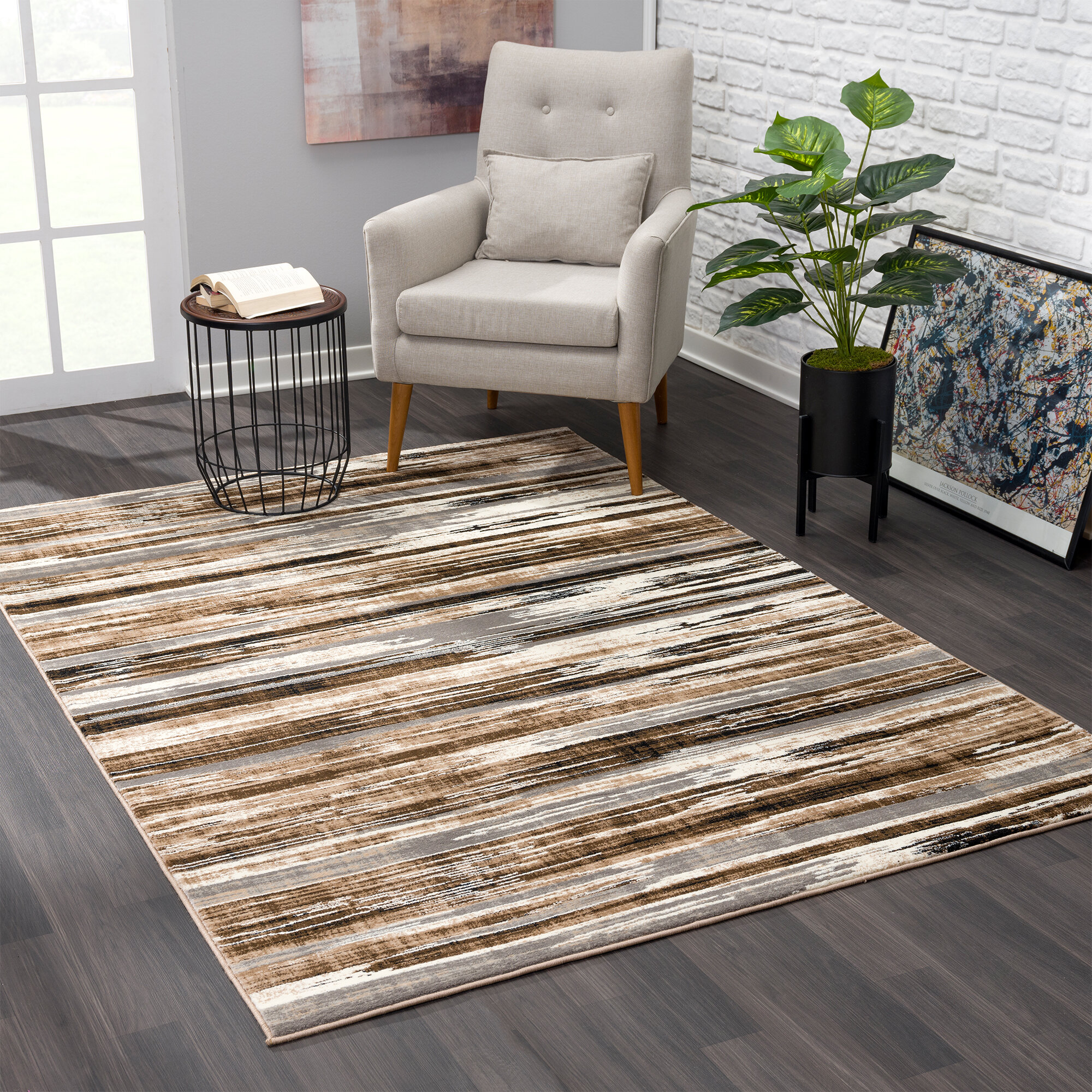 45++ Barrville abstract beige area rug