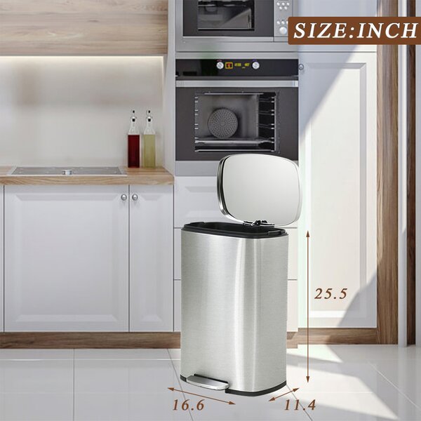 50 Liter Kitchen Trash Can With Lid Step Trash Bin Fingerprint-Proof 13 Gallon 