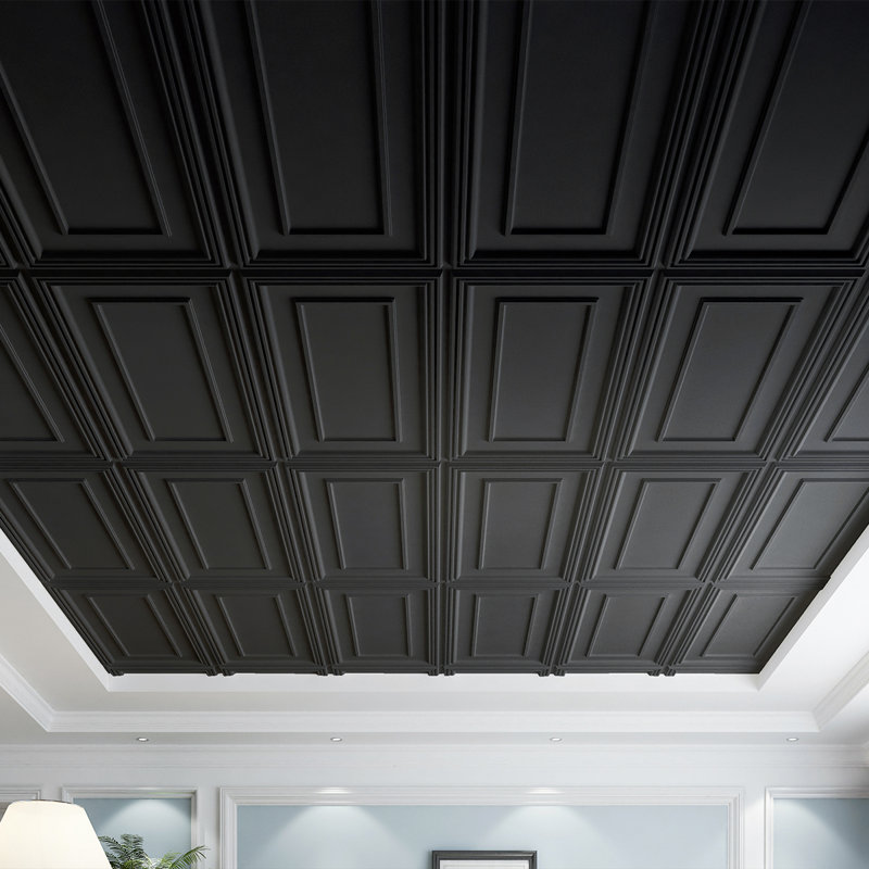 4 ft. x 2 ft. Drop-In PVC Ceiling Tile Color: Black