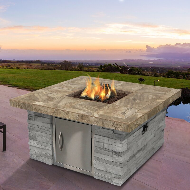 Cal Flame Tile Rectangle Steel Propane Fire Pit Table Wayfair Ca