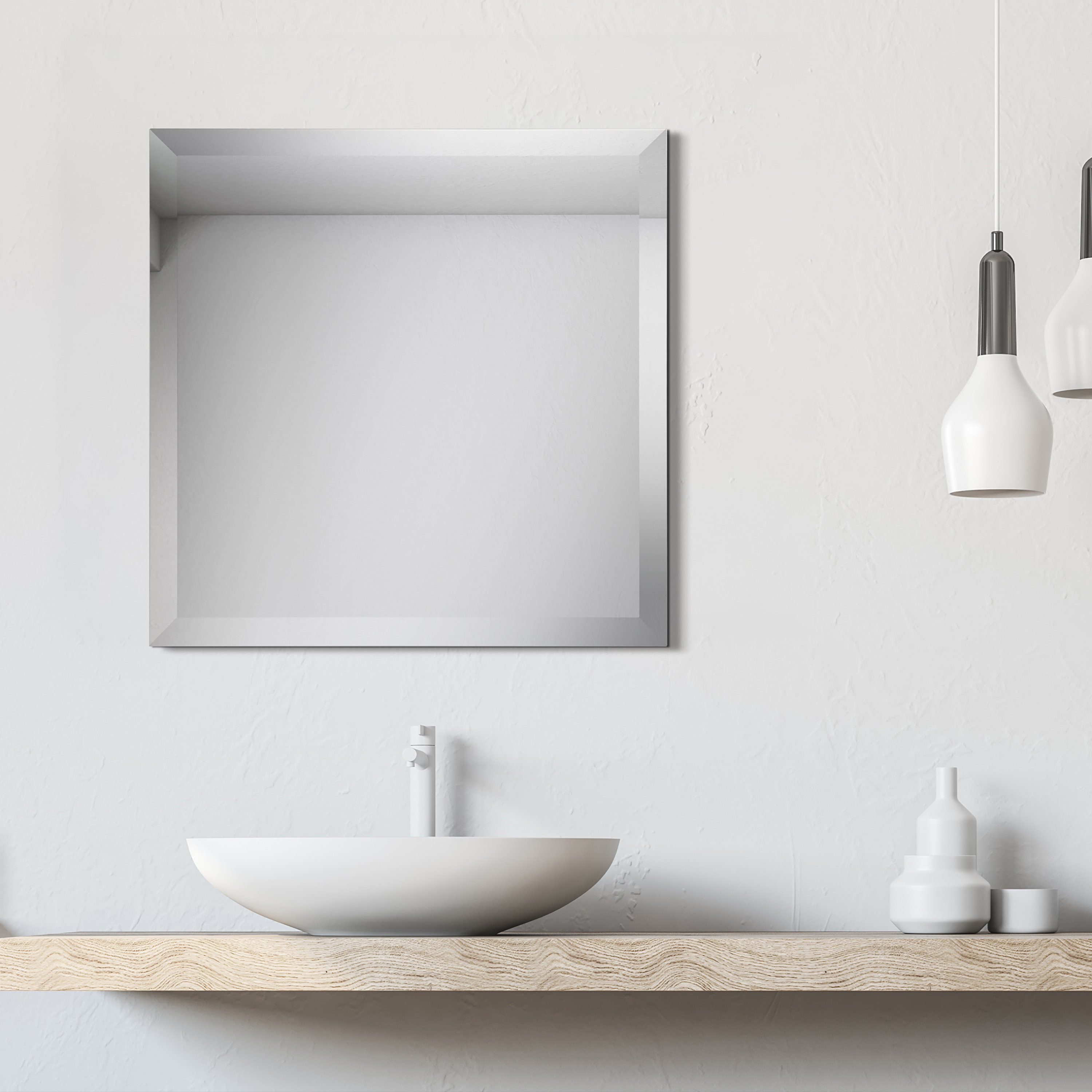 Bath Bathroom Mirrors washroom etc. doost Frameless Wall Mirror Large