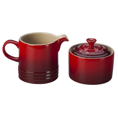 Le Creuset Stoneware Sugar  Creamer Set Le Creuset Color Cerise