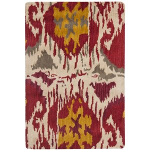 Ikat Ivory/Red Area Rug