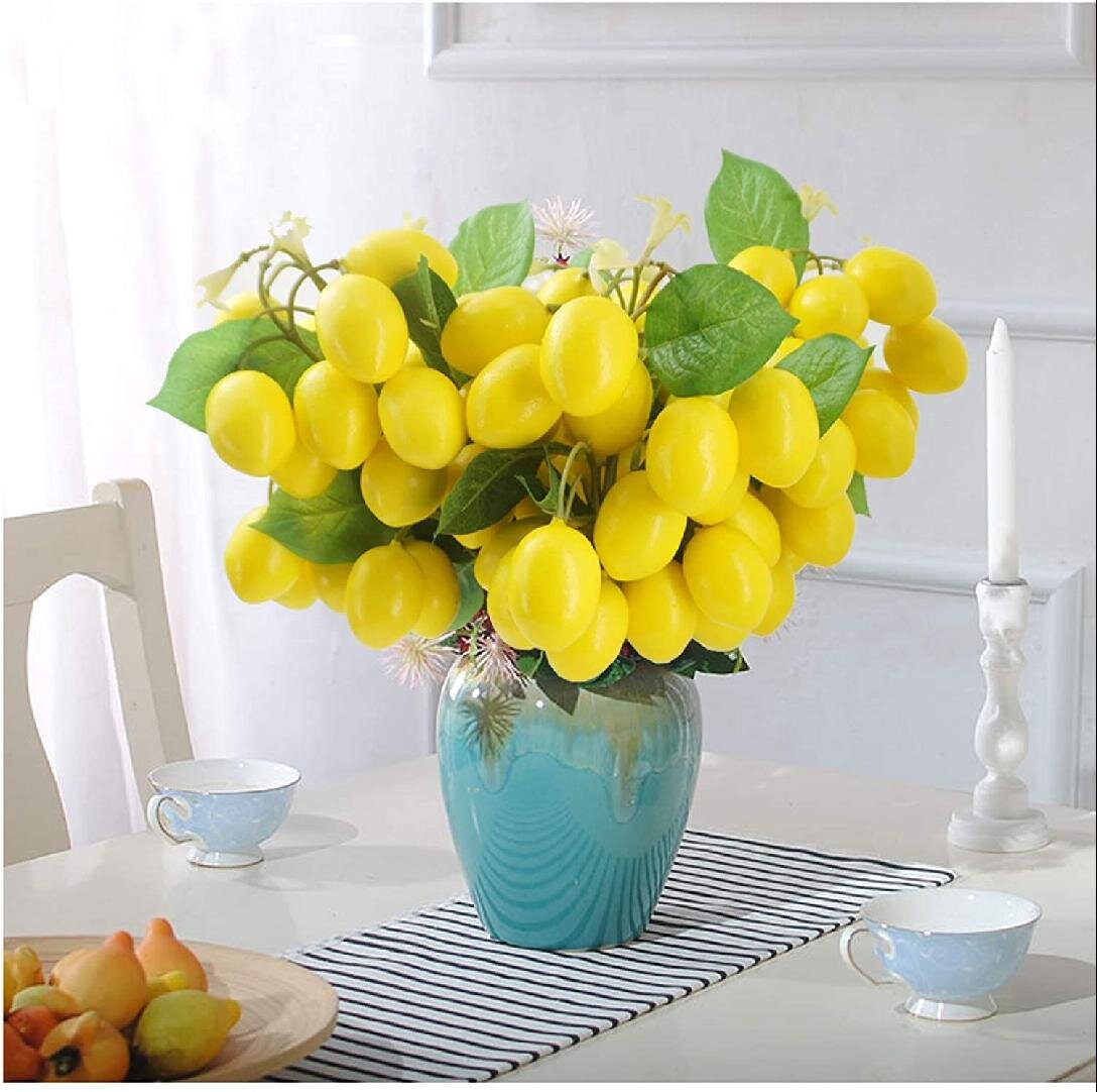 2 Strings Artificial Fake Lemon Fruit Wall Hanging Home Decor Photography Props 