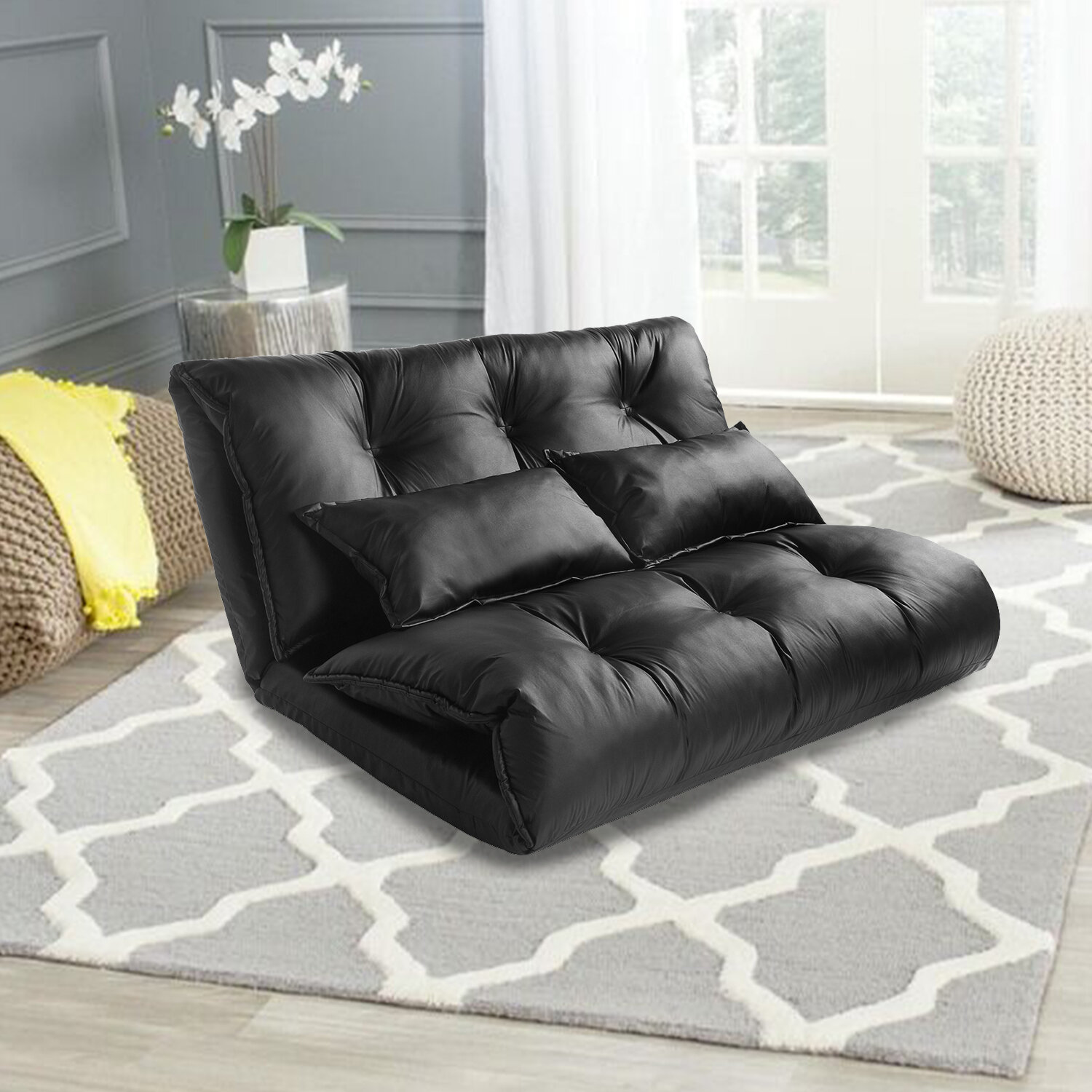 Symple Stuff Nevin Full 433 Wide Faux Leather Cushion Back