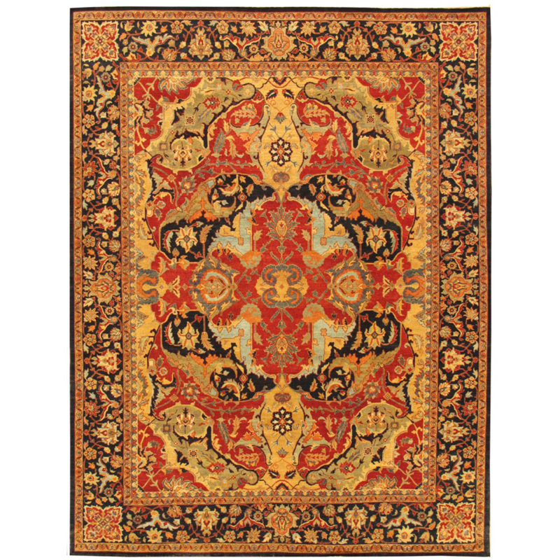 Pasargad Hand Knotted Wool Orange Red Blue Rug Wayfair