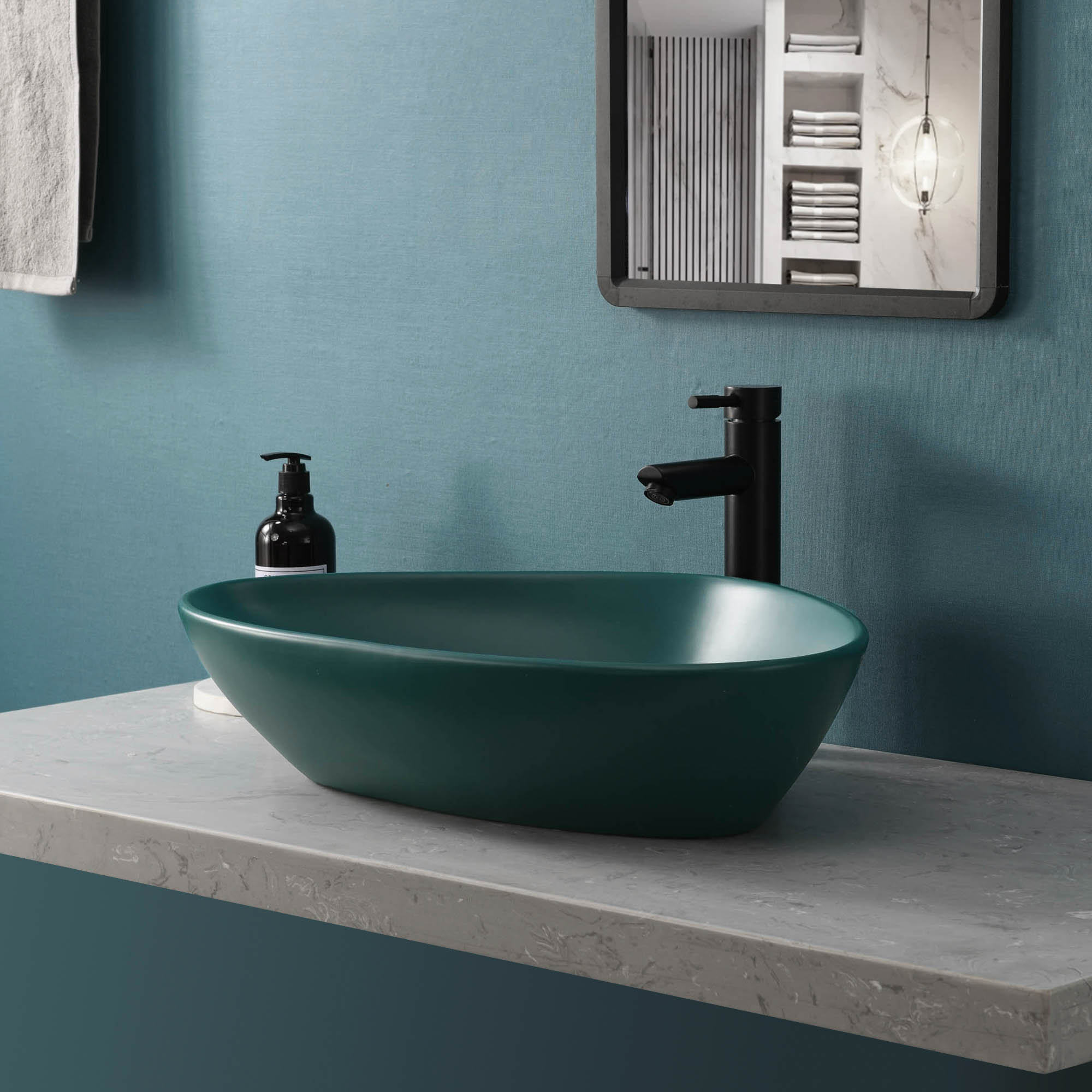 Davivy Green Ceramic Triangle Vessel Bathroom Sink | Wayfair