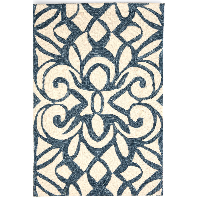 Dash And Albert Rugs Chandelier Geometric Hand Hooked Navy Blue White Area Rug Reviews Wayfair