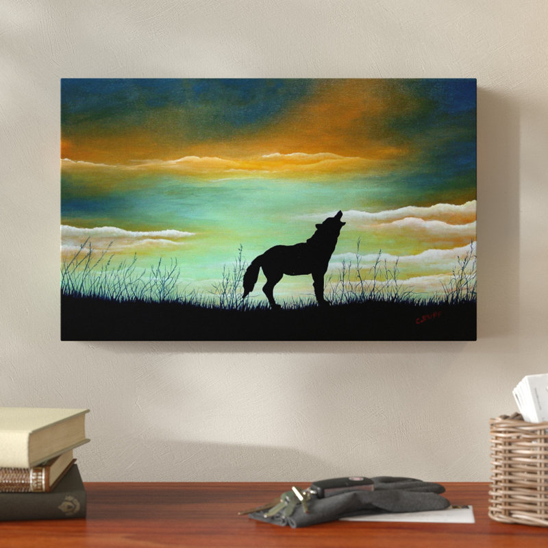 Millwood Pines Lone Wolf Silhouette Acrylic Painting Print On