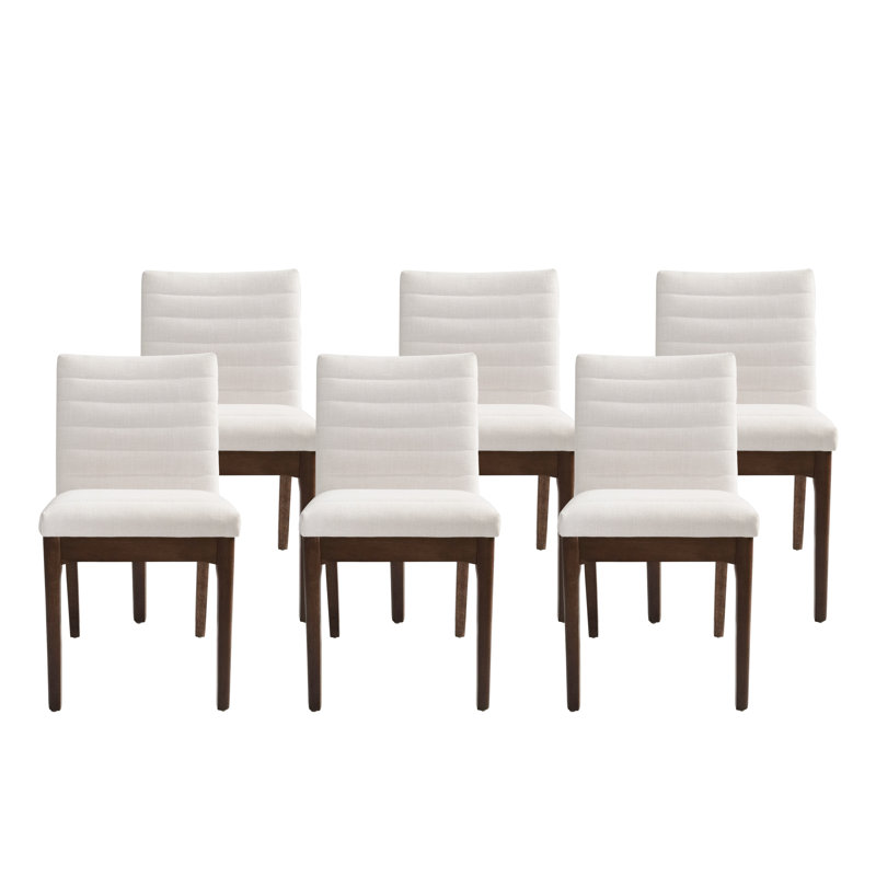 ((set of 2))Kuruova Upholstered Parsons Chairs Upholstery Color: Light Beige