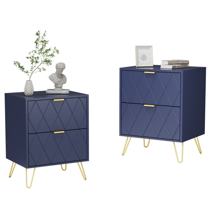 Marable 20.5'' Tall 2 - Drawer Steel Nightstand (Set Of 2) Color: Black