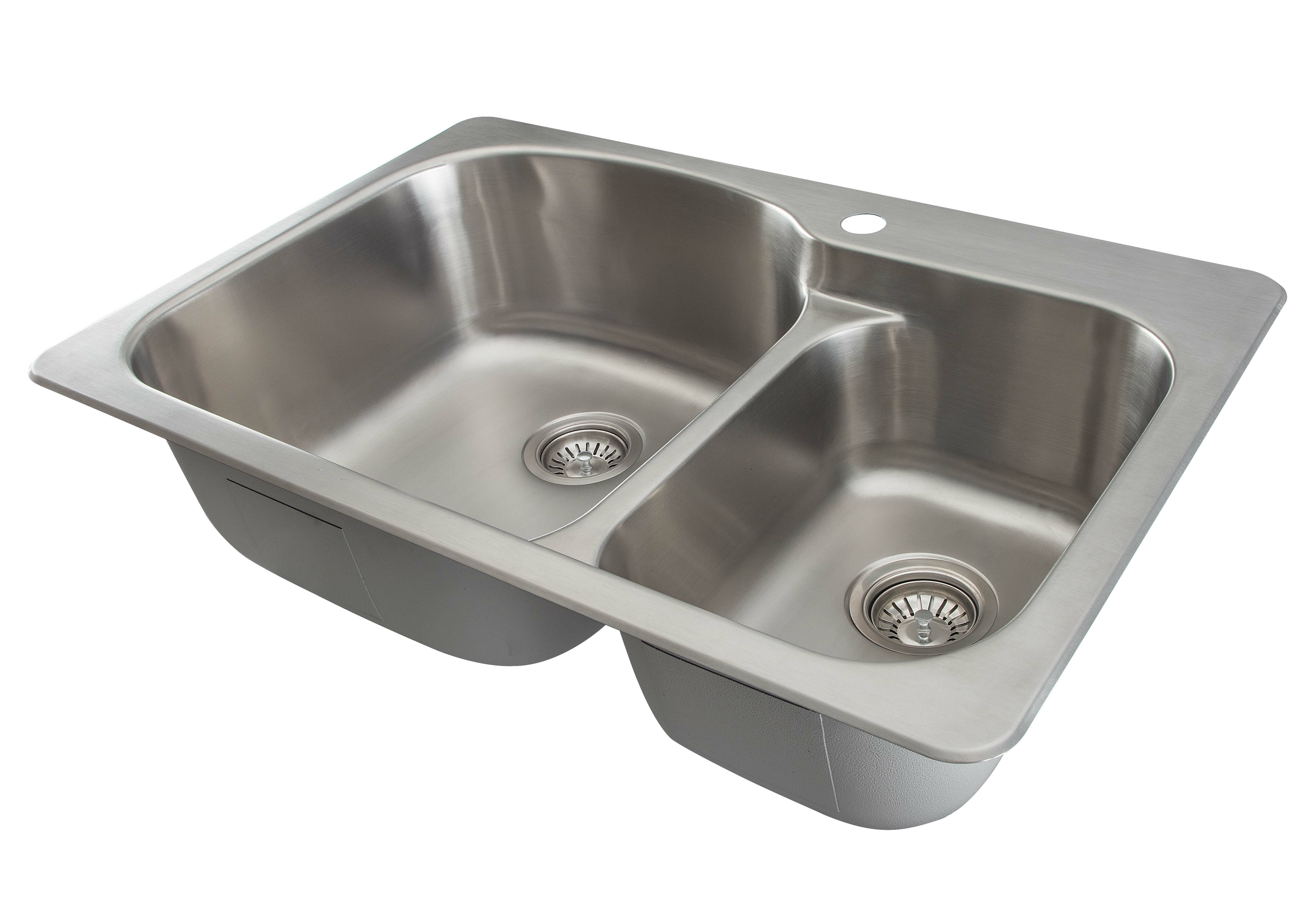 Ancona Tusca Stainless Steel 33 L X 22 W Double Basin Dual Mount Kitchen Sink With Basket Strainer Wayfair