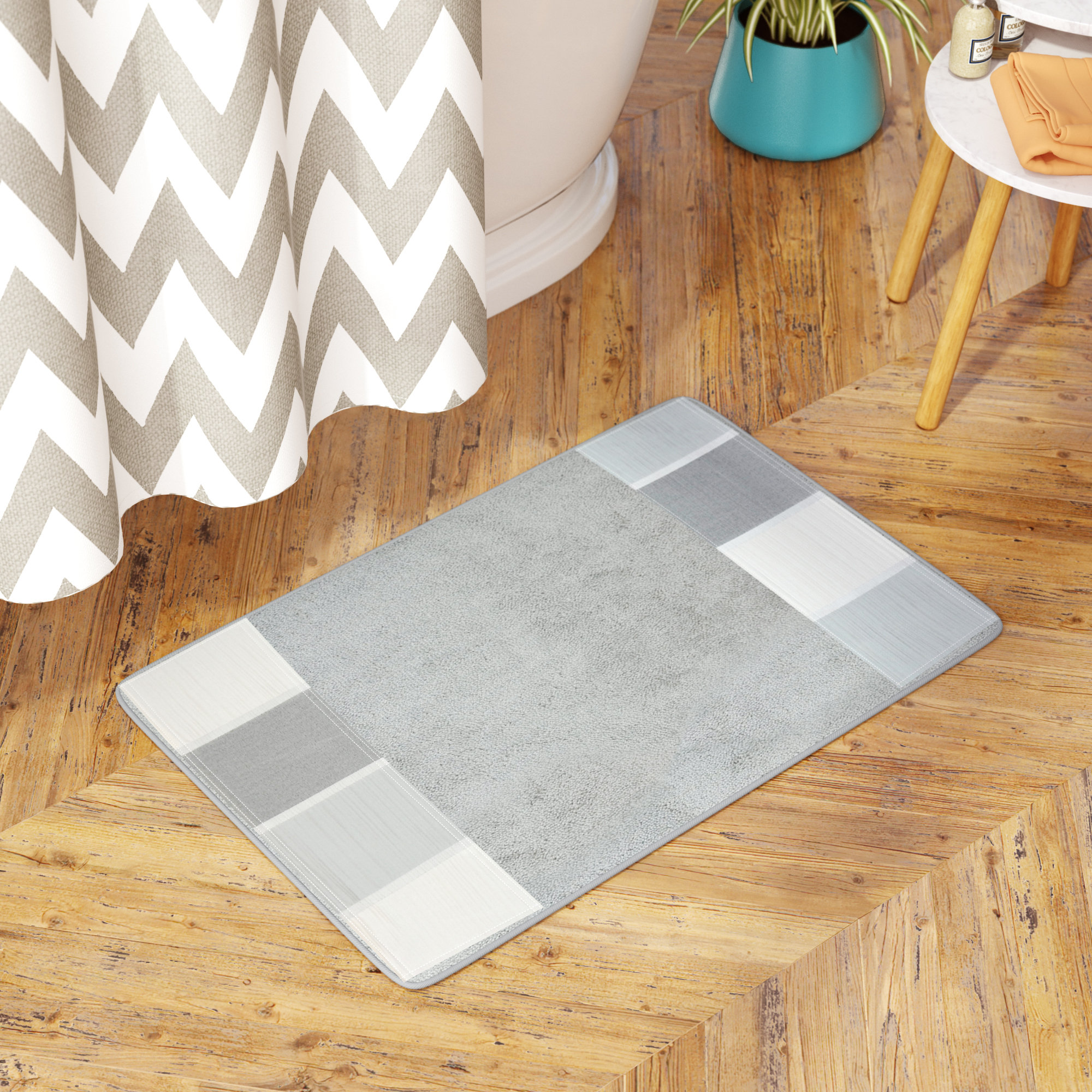 Ivy Bronx Anjolena Stripes Rectangle NonSlip Striped Bath Rug Wayfair