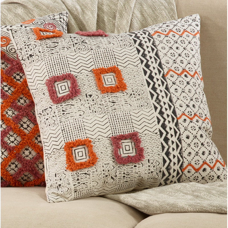 Bungalow Rose Bilboro Cotton Geometric 22 Throw Pillow Cover Bungalow Rose Bilboro Cotton Geometric