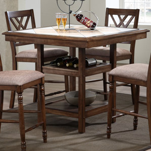 Lia Tile Top Storage Pub Table by Lark Manor