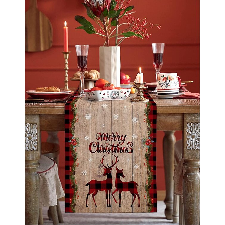 Smurfs Yingda Merry Christmas Table Runner Funny Words Table Runners Snowflake Table Runner for Xmas Decoration 14 x 70 inches Gift Dinner Parties