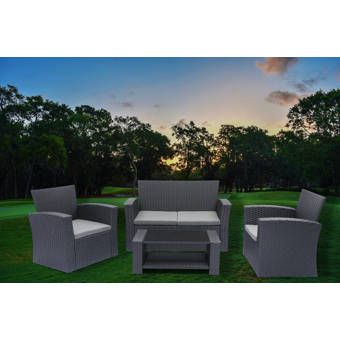 Mercury Row Livingston 4 Piece Rattan Sofa Seating Group With Cushions Reviews Wayfair