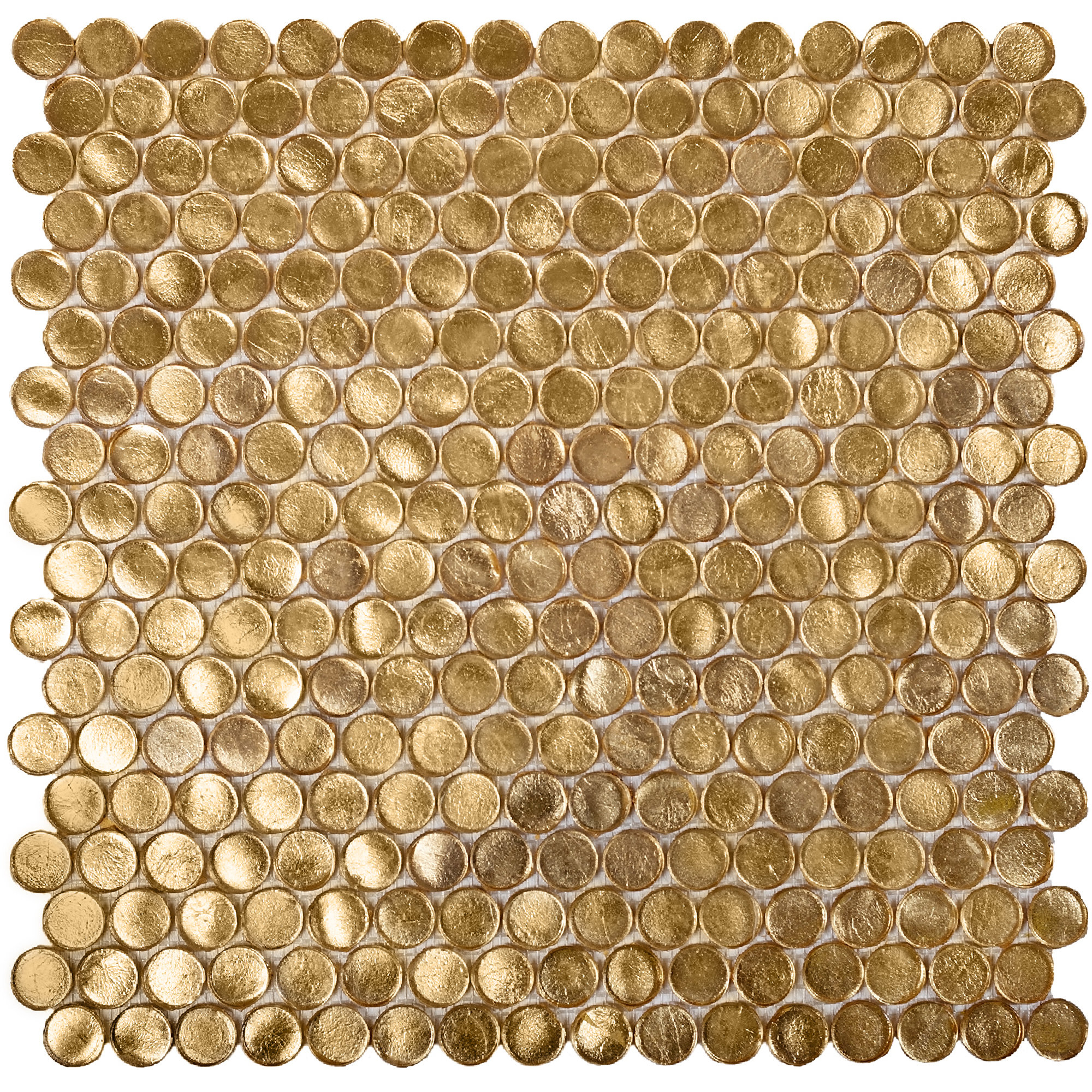 Apollo Tile Gold Glass Penny Round Mosaic Tile 122 X 122 Sheet For Kitchen