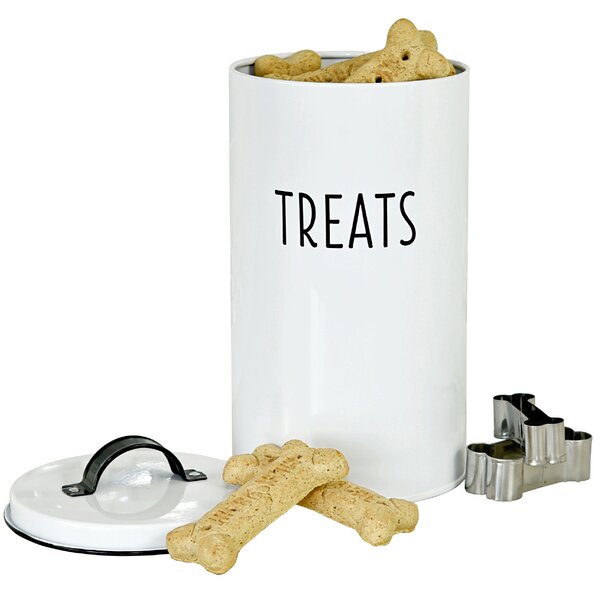 Pet Treat Container Airtight Dog Treat Jars for Pets Dog Treat Container Airtight 5 Round x 9 Tall Ceramic Dog Treat Jar with Lid White Dog Treat Canister Large Dog Cookie Jar for Dogs 