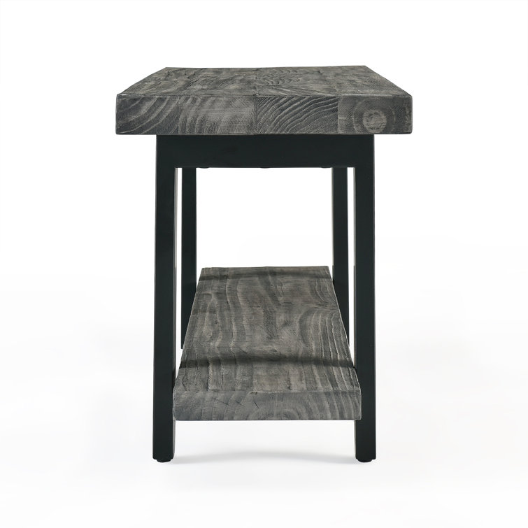 Pomona Slate Gray Metal and Reclaimed Wood Bench