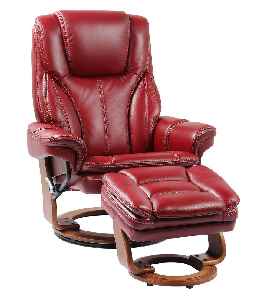 Latitude Run Nardone Leather Manual Swivel Recliner With Ottoman