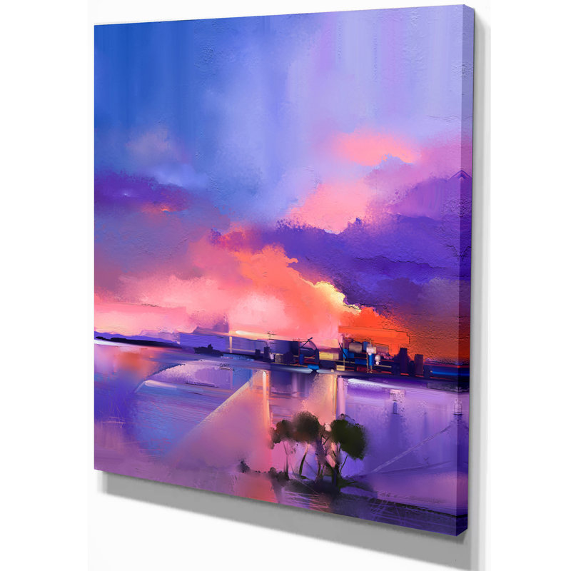 East Urban Home Orange And Purple Sky In Twilight Sunset Print