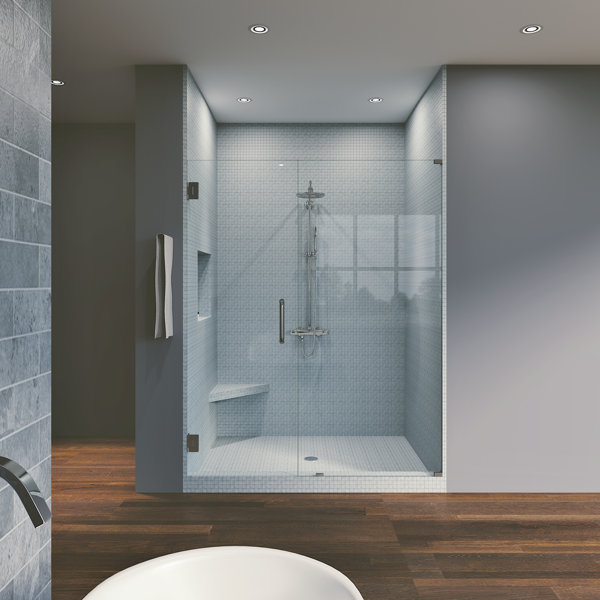 Waterfall Bath Enclosures 58.5" x 76" Hinged Frameless ...