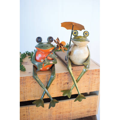 Plow Hearth Recycled Metal Coffee Frog Garden Statue Reviews Jamarcus Recycled Metal Frog Shelf Sitter 2 Piece Statue Set
