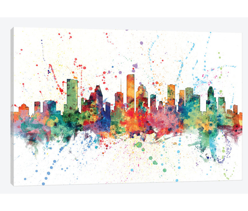 East Urban Home Rainbow Splash Skyline Series Houston Texas Usa
